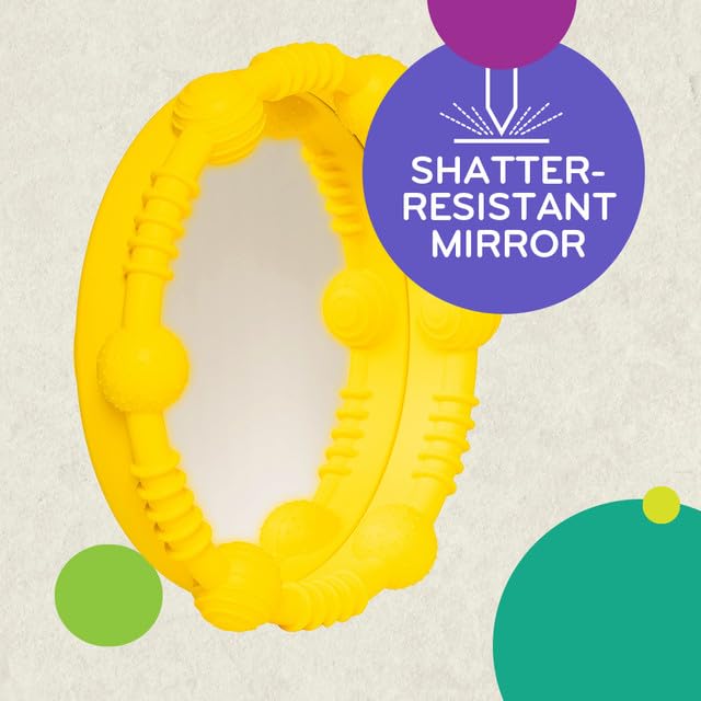 Mobi Lookee Miroir de Bain sensoriel – Miroir de bébé incassable et de qualité Alimentaire en Silicone pour s'amuser dans la Baignoire, Jouets pour Tout-Petits et bébés, sans BPA et phtalates