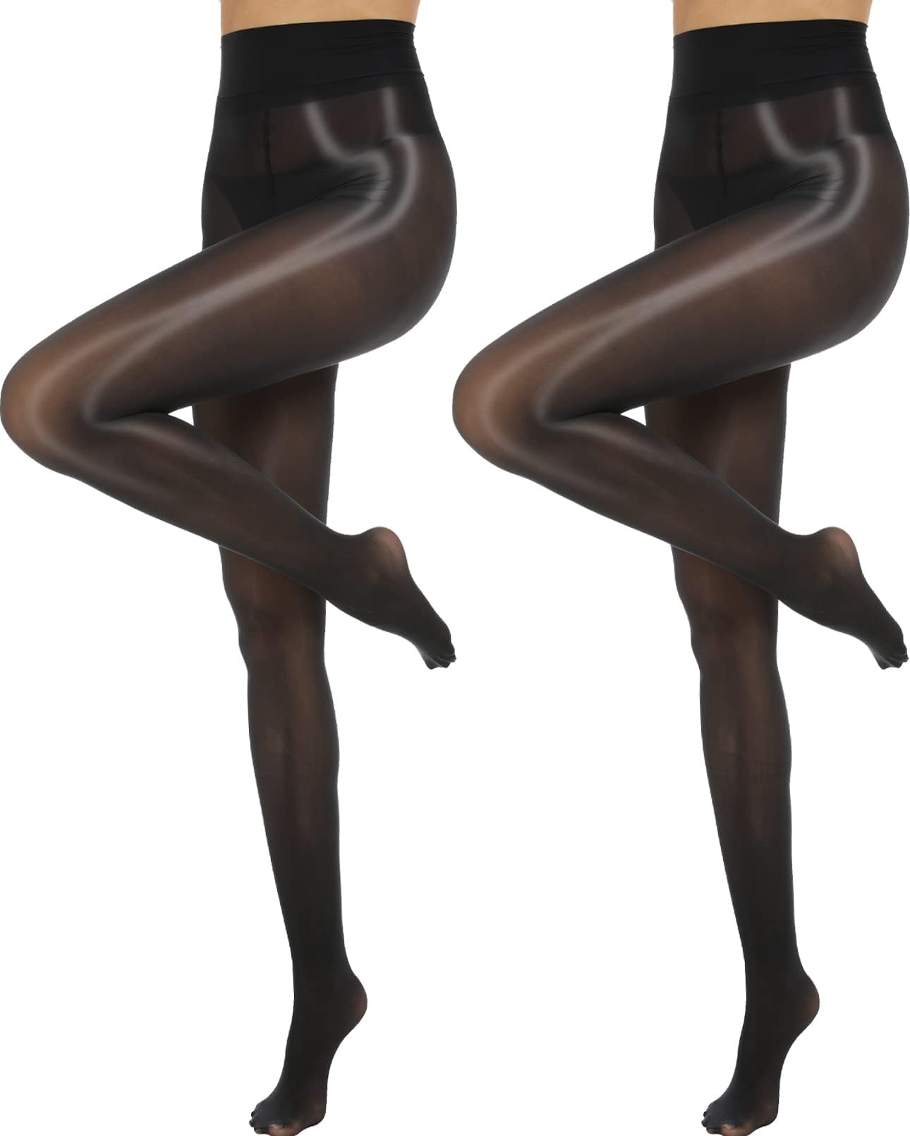 Shiny Pantyhose for Women 2 Pairs Shimmer Sheer Tights Ultra Silky