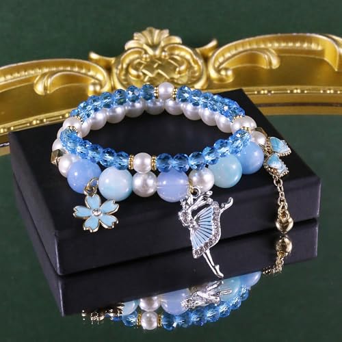 Image of Ballerina Bracelet Dance Recital Bracelet Ballerina Blue Bracelet Cute Ballerina Dance Beaded Bracelet Ballerina Friendship Bracelets Ballerina Party Jewellery