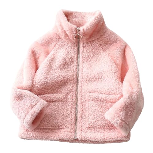 Thick Fluff Jacket for Toddler Boys Girls Fleece Long Sleeve Zipper Outwear Winter Solid Warm Coat with Pocket
