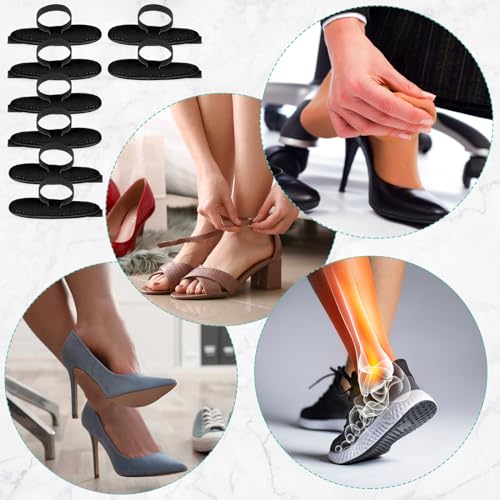 Image of Woanger 8 Pcs Hammer Toe Crest Cushion Soft Straightener Buttress Pads Splint Reduces Pressure from Calluses and Hammer Toes, Medium, Right, Left(Single Hole,Black)