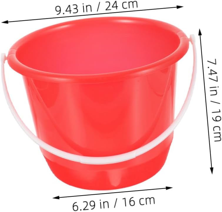 PRETYZOOM Xmas 3pcs Red Plastic Utility Buckets with Handles