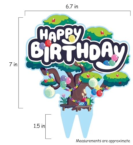 Blue Tree Double Sided Birthday Cake Topper