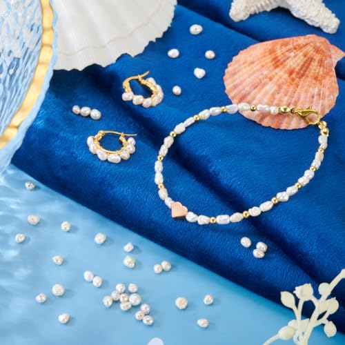 Image of Beadthoven 100 Natural Freshwater Cultured Pearls 3.5-5.5mm Irregular Potato Beads Boho Beads Oval Rice Loose Beads for Jewelry Making Bracelet Necklace Earrings Hole:0.5mm