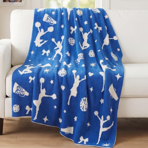 Remagr Cheerleader Gifts Blanket Cheer Gifts for Women 60 x 50 Inches Cheer Senior Night 2026 Blue Soft Cozy Fluffy Microfiber Throw Blanket for Living Room Sofa Bed Coach Sport Lover Birthday Gift