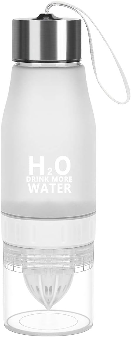 HANTAJANSS H2O Lemon Water Bottles, 20 oz Leak Proof Fruit Infuser Sport Bottle for Yoga, Pilates, Outdoor, Cycling, Traveling