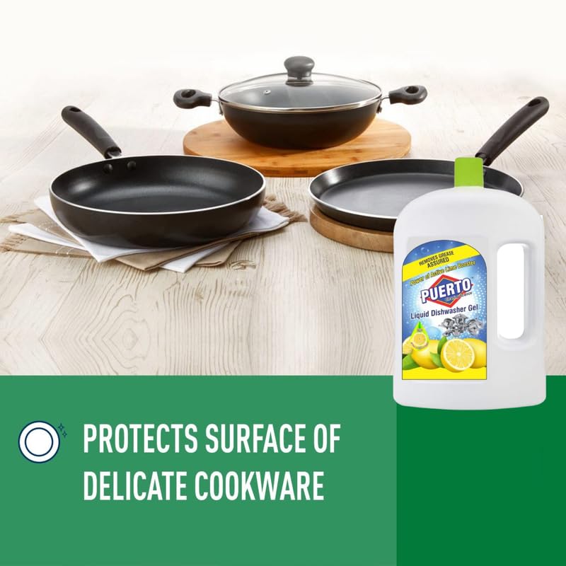 Image of Puerto Dishwash Gel Refill Can, (Lemon) - 5 Ltr (Pack of 1) Refill| Leaves No Residue and foul smell| Grease Cleaner For All Utensils |Super Saver Pack