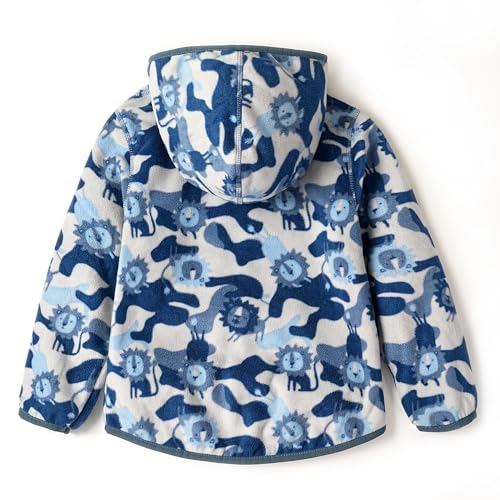 Image of Boys Girls Polar Fleece Jacket with Hood Toddler Coat 2-12 Years | Soft Full Sherpa Fleece Lining, Anti-Pilling, Mid-Weight, Easy Zip-Up, Hooded Design, Hand-Warm Pockets, Elastic Cuffs & Hem