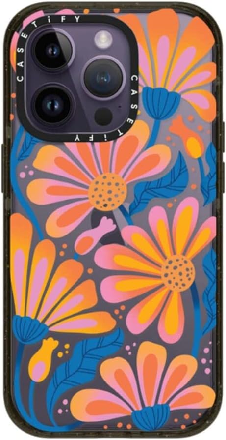 CASETiFY Impact iPhone 14 Pro Case – Lazy Daisy, Glossy Black