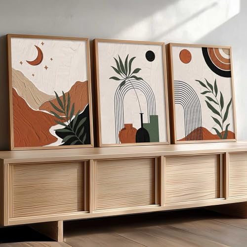 Image of kotart Boho Painting Wall Art Home Decoration Paintings With Frame For Living Room Bed Room Hotel Wall Decor Digital Reprint Set of 3 (19X25 inch)
