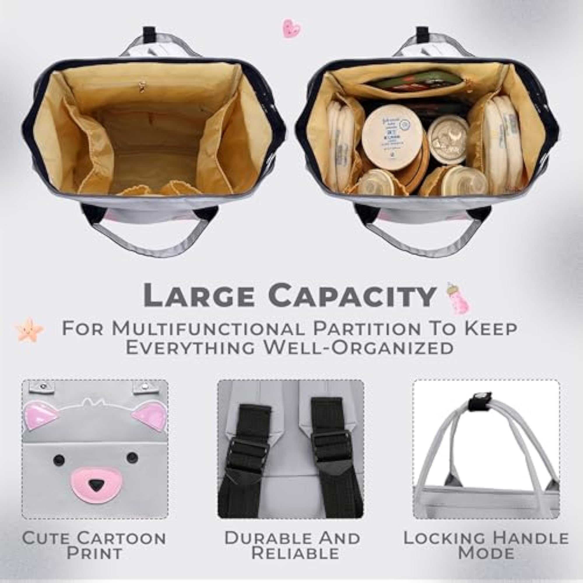 Stylish Diaper Bag for New Mothers, Grey