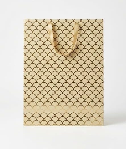 PaperAura Premium Gift Bag with Rope Handles | Luxury Paper Carry Bag for Gifts, Return Gifts, Shopping & Festive Packaging | Reusable Designer Gift Bag 13 x 4.5 x 17 Inches (Gold, Pack Of 4, Design 4)