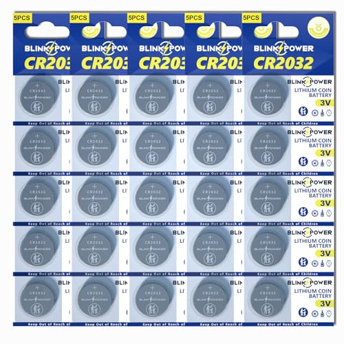 Blinkspower CR2032 Lithium 3V Coin Battery 25 Pack 2032 Battery Child-Safe & Longest Lasting for AirTag Car Remote Key