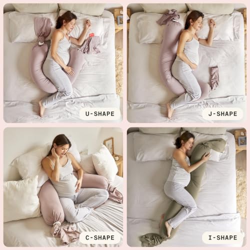 Image of bbhugme Pregnancy Pillow Cover, Dusty Pink - Replacement Cover for bbhugme Maternity Pillow - Soft, Breathable, Cooling Cotton Jersey Fabric - Machine Washable
