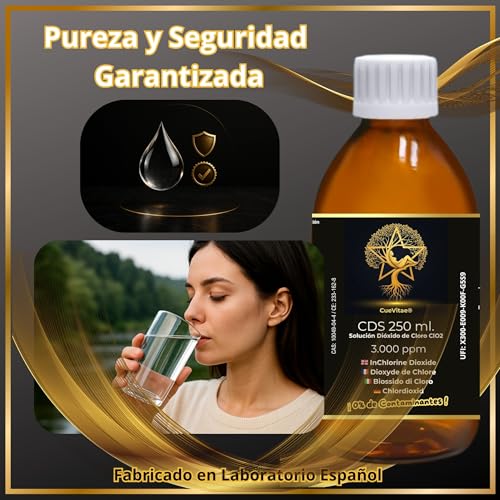 2 x CDS 250 ml CueVitae | 3000 ppm | Bernsteinglas + sterile Spritze 10 ml | Aktivlösung 0,3 % in ultrareinem Wasser | zugelassen für die Desinfektion von Wasser für den menschlichen Gebrauch.