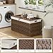 HOOBRO Storage Basket with Lid, 52.8 Gallon (200L) Wicker Basket, Handwoven Blanket Storage Basket with Handles, Metal Frame and Soft Lining, Foldable for Bedroom, Laundry Room, Brown BR220CW01