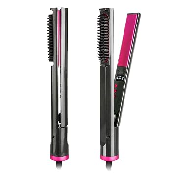 Amazon.com: Plancha para el cabello, plancha plana 3 en 1, para alisar el  cabello, peine y rizador, turmalina de cerámica alisa y rizos con  temperatura ajustable, doble voltaje, calentamiento instantáneo para el
