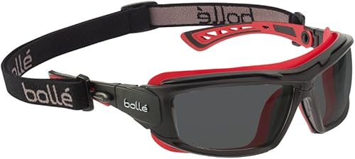 Bolle Safety Ultim8 Ultimate - Lentes con lente ahumada, negro/rojo, ahumado, talla única