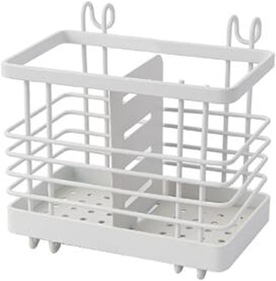 Utensil Caddy Cage for Household Use Wall-Mounted Non-Perforated Holder Kitchen Drain Spoon Rack Pen Holder