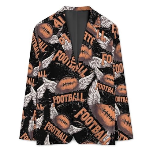 Football with Wings Men's Slim Suit Long-Sleeve Prom Tuxedo Classic Two Button Business Jacket3