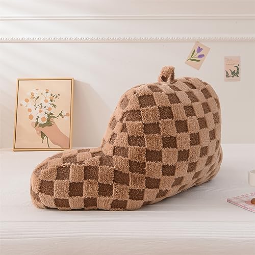 Image of Aimuan Checkered Reading Pillow Bed Rest Wedge Backrest Checkerboard Pillow with Arms Back Support for Sitting Up in Bed Cushion Incline Rest Sleeping Snoring Pillow (Khaki,Standard)