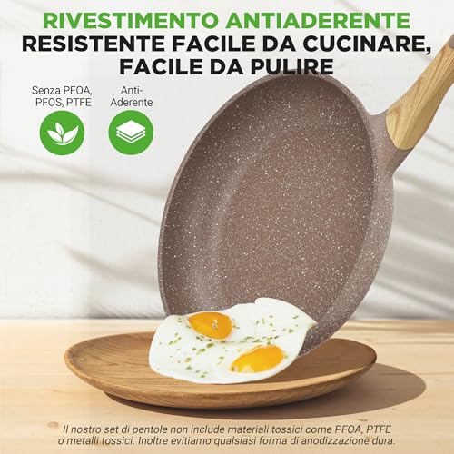 NutriChef Set 22 Pezzi Pentole, Padelle e Teglie da Forno in Marmo Antiaderente con Utensili Resistenti al Calore per Cucina Professionale - immagine 4