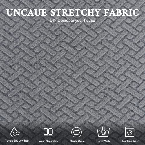 Liykimt Stretch Dining Bench Cover,Bench Slipcover Jacquard Anti-Dust Removable Washable Upholstered Rectangle Bench Seat Protector Cover For Ding Room,Living Room,Bedroom,Kitchen(Gray) #TOP3