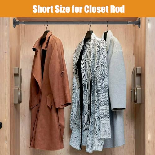 Image of Closet Rods for Hanging Clothes 24-33 Inch Expandable Closet Rods, 1 Inch Diameter Adjustable Heavy Duty Closet Rod Wall-Mounted Fixed Shower Curtain Rod for Wardrobes Closet Laundry, Matte Black