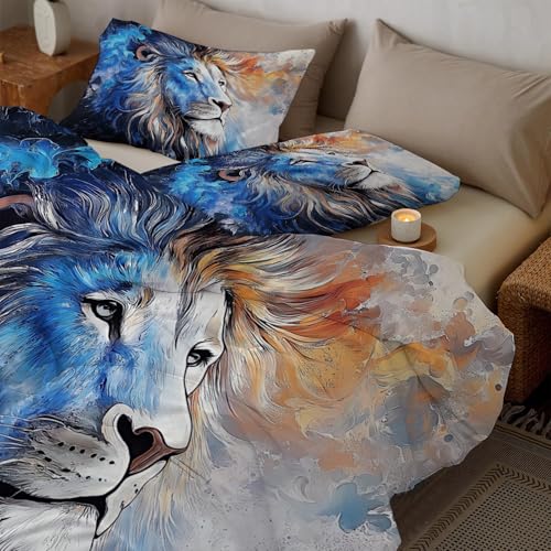 Housse de couette 240x260 lion bleu en microfibre avec fermeture éclair - 4
