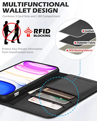 SHIELDON Cover per iPhone 11, Custodia Vera Pelle