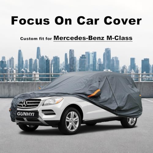 Image of GUNHYI Premium Car Cover Custom Fit Mercedes-Benz M-Class, 16 Layers Heavy Duty Car Cover Waterproof All Weather with Zipper Door for Sun Rain Snow Dust Uv Protection