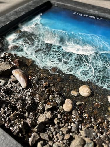 Tableau en résine époxy Black Shore, déco murale moderne sable noir - 5