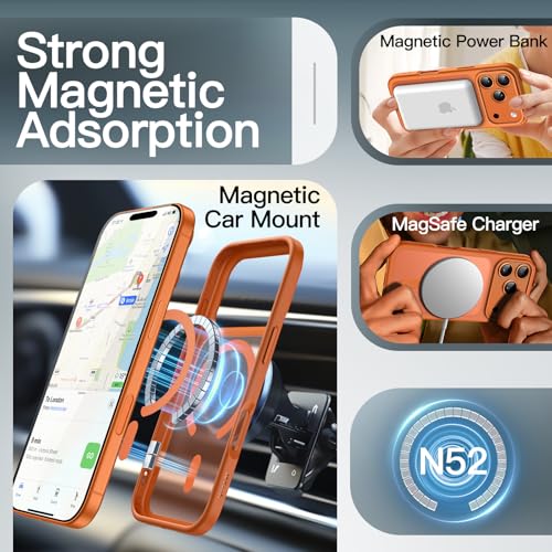 Image of JETech Magnetic Case for iPhone 17 Pro Max 6.9-Inch Compatible with MagSafe, Translucent Matte Back Slim Minimalist Shockproof Phone Cover (Orange)