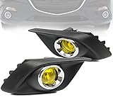 ZMAUTOPARTS Bumper Driving Fog Lights Lamp Yellow w/Bezel+Harness Compatible with 2014-2016 Mazda 3 Hatchback/Sedan