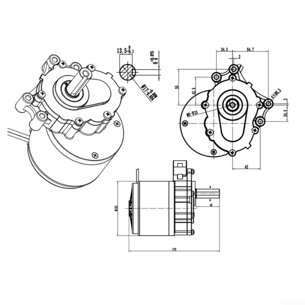 Motore dell'ingranaggio del metallo 24V 250W per l'asse di riparazione 17mm