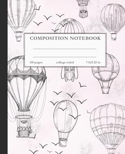 Vintage Hot Air Balloon Composition Notebook – Classic Aviation Sketch Journal, College Ruled 7.5 x 9.25 in: A College-Ruled Notebook for Travel Lovers, Dreamers, and Creative Writing