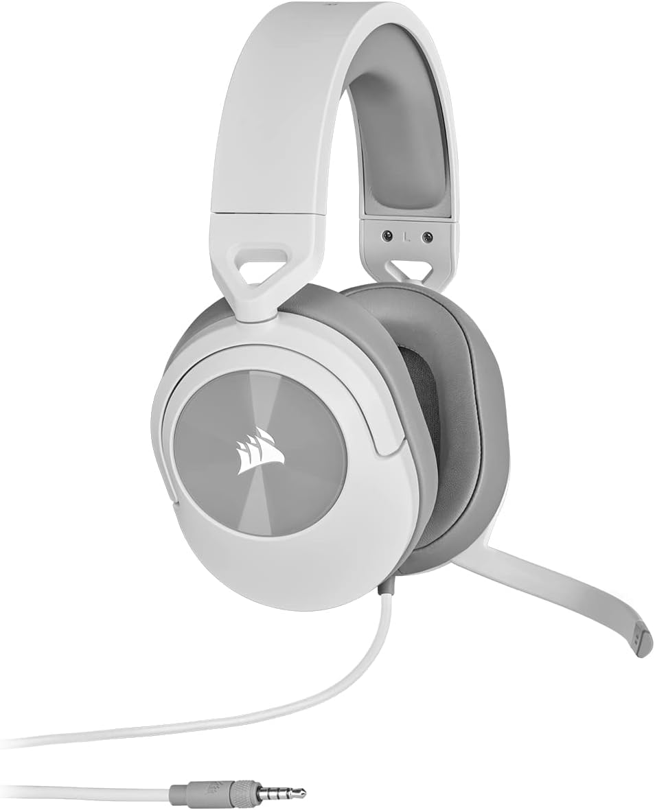CORSAIR HS55 STEREO Casque Gaming Filaire Léger – Microphone omnidirectionnel, Haut-Parleurs en Néodyme, Compatible iCUE – PC, Mac, Xbox, Nintendo Switch, Mobile – Blanc - 1