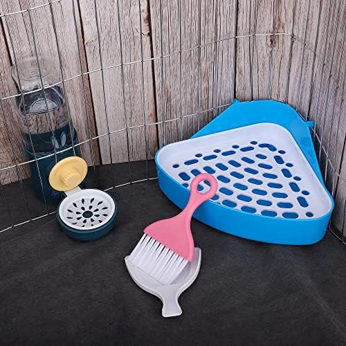 Rabbit Litter Tray for Cage Corner - Easy to Clean Toilet Triangle Potty Box for Guinea Pig /Ferret /Bunny/Rat/Small Animal (Blue)