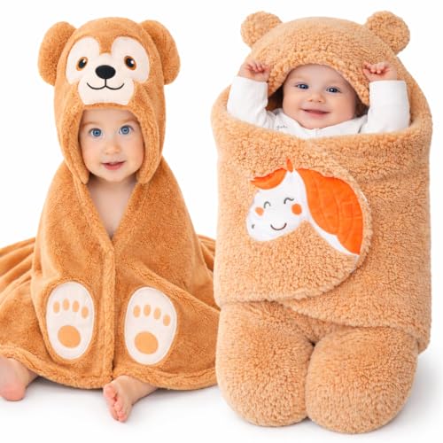 Image of First Kick Baby Blanket Newborn Combo Gift Pack of Swaddle Wrapper & Baby Bath Towel, 0-9 Months, Length 68 cm x Width 68 cm, Pack of 2 Pcs.