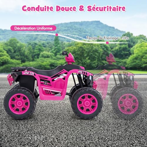 DREAMADE Elektrisches Quad 24 V für Kinder von 3 – 8 Jahren, Elektroauto für Kinder mit einstellbarer Geschwindigkeit, langsamer Start, LED-Lichter, Musik, Elektrofahrzeug, Belastung 35 kg, für Jungen – Bild 3