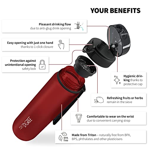 Image of 720DGREE UberBottle 1 Litre Strainer - BPA-Free, More Than 40 Colours | Premium Tritan sports bottle, lightweight water bottle for sports, bicycle, office, outdoor and everyday life