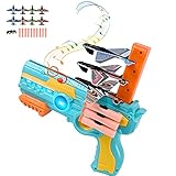 Airplane Toy, Joypath 2 in 1 Bubble Catapult Plane Gun with Flashing Light and Sound, One-Click Ejection Foam Airplane Launcher, Gliders Outdoor Flying Toys Gifts for 3 4 5 6 7 8 Year Old Boys Kids