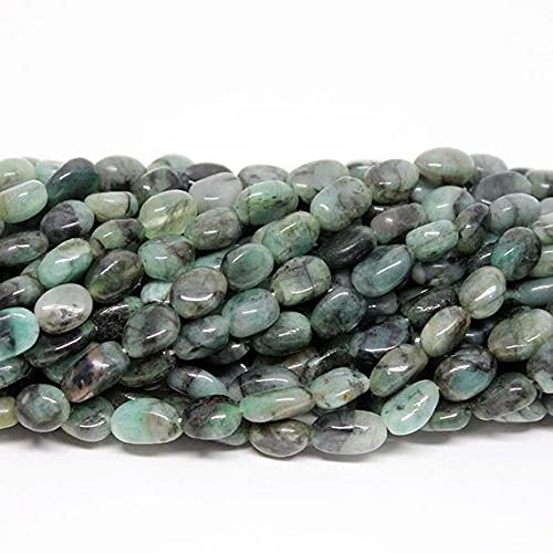 Perles d'émeraude verte en fils de 33cm avec dégradé de nuances et polissage ovale haut de gamme