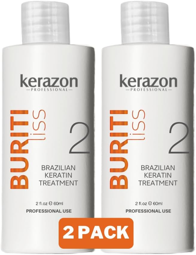 Brazilian Keratin Treatment Kerazon Buriti Liss, 2 fl oz 60ml - For All Hair Types (Pack of 2)