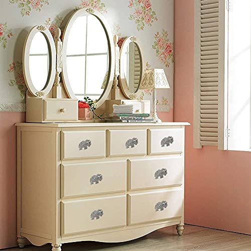 Glrovazas Elephant Knobs 4 Pcs Antique Animal Cabinet Handles,Drawer Knobs,Bedside Table Pulls,Home Bedroom Decoration Hardware Accessories Furniture Door Handles (Silver) #TOP5