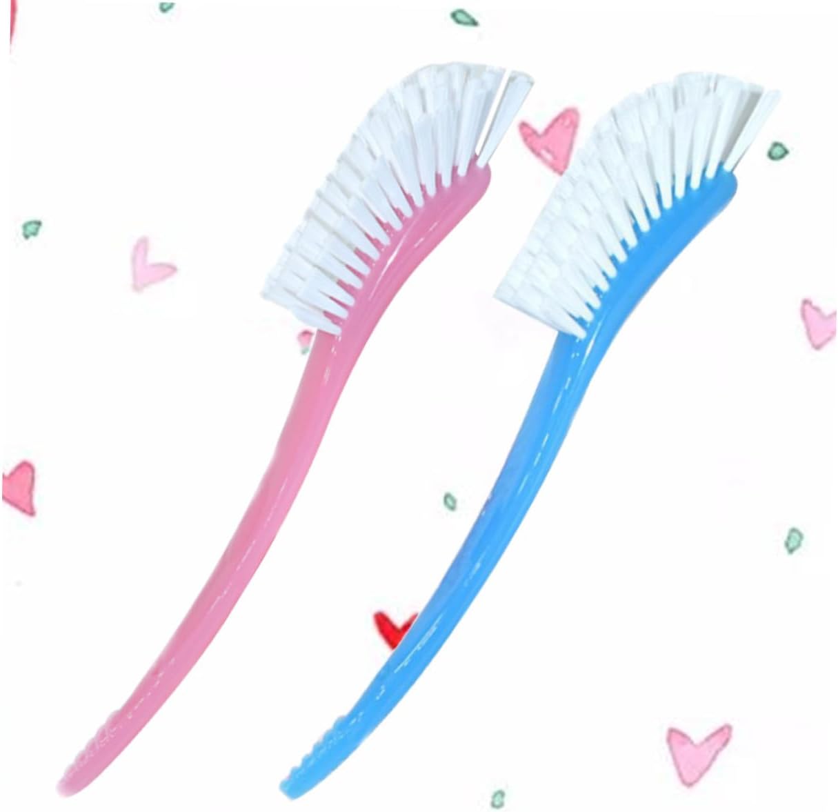 SHOWERORO 2Pcs Multifunctional Cup Brush Household Vacuum Cup Cleaning Brush Blue Pink for Cleaning Feeding Bottles