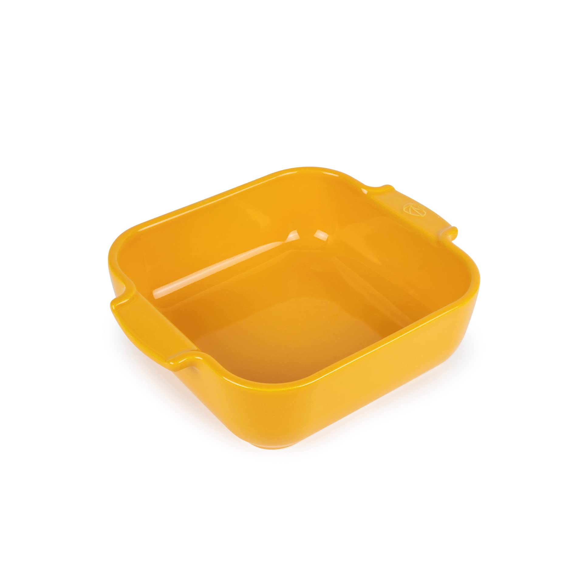 Peugeot Yellow Saffron - Square Ceramic Baking Dish - 21 Cm (Including Handles) X 16.3 Cm X 5.4 Cm - Capacity: 1.1 L - 10 Year Guarantee - Made In France - Colour