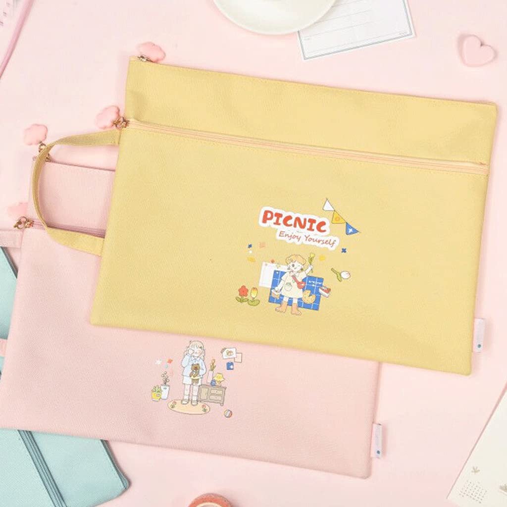 Torba na dokumenty Płótno Torba Multi-Color Opcjonalna folder plików Data Duży Pojemność Kieszeń Dokumentowa z zamkiem błyskawicznym (Color : Pink)