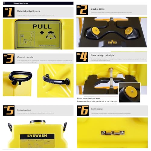 Station de lavage des yeux portable – Double pulvérisation, chariot à roulettes, 53 L pour la sécurité d'urgence dans les laboratoires, les usines chimiques, les ateliers