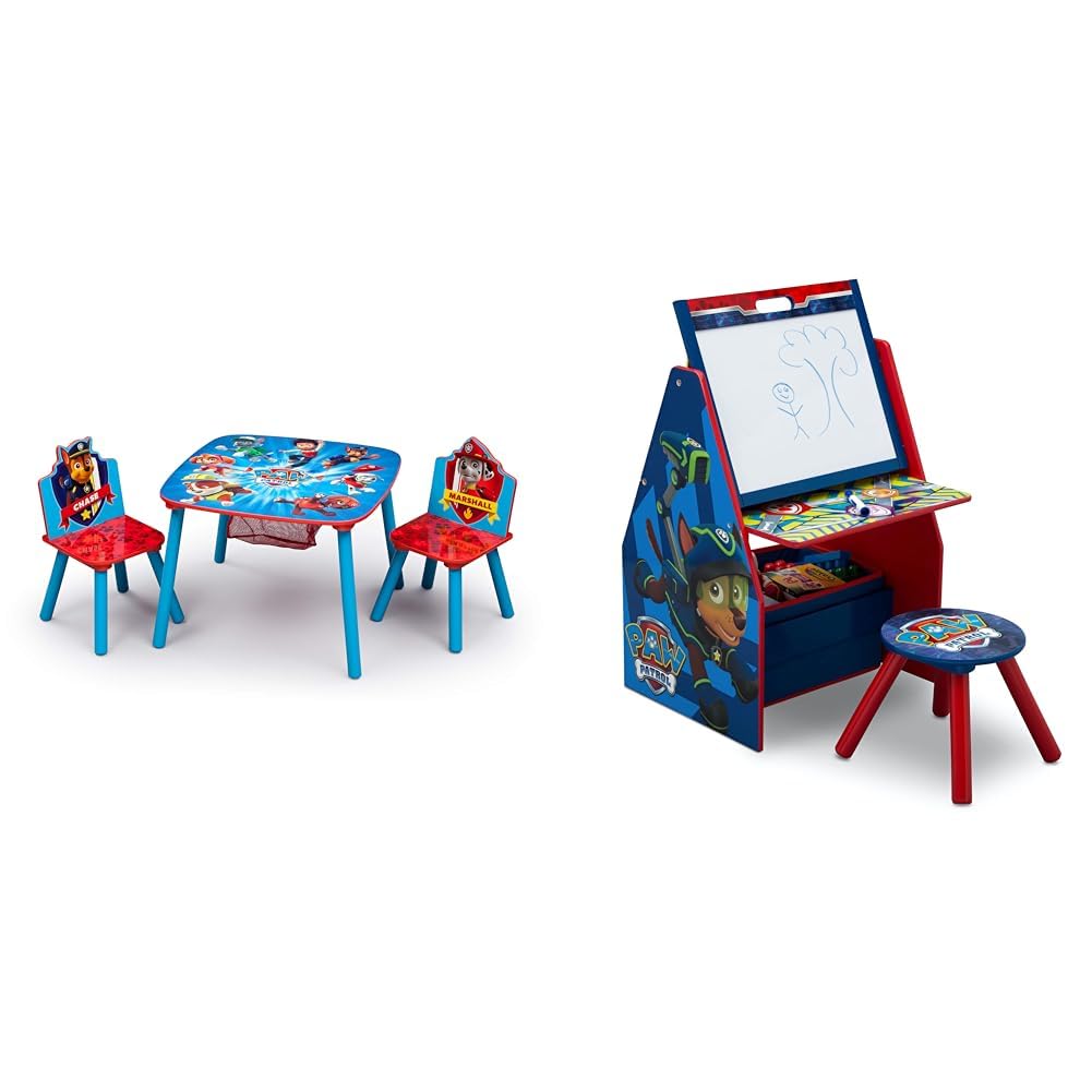 Delta Children Kids Table and Chair Set with Storage (2 Chairs Included) - Ideal for Arts & Crafts & Kids Easel and Play Station – Ideal for Arts & Crafts